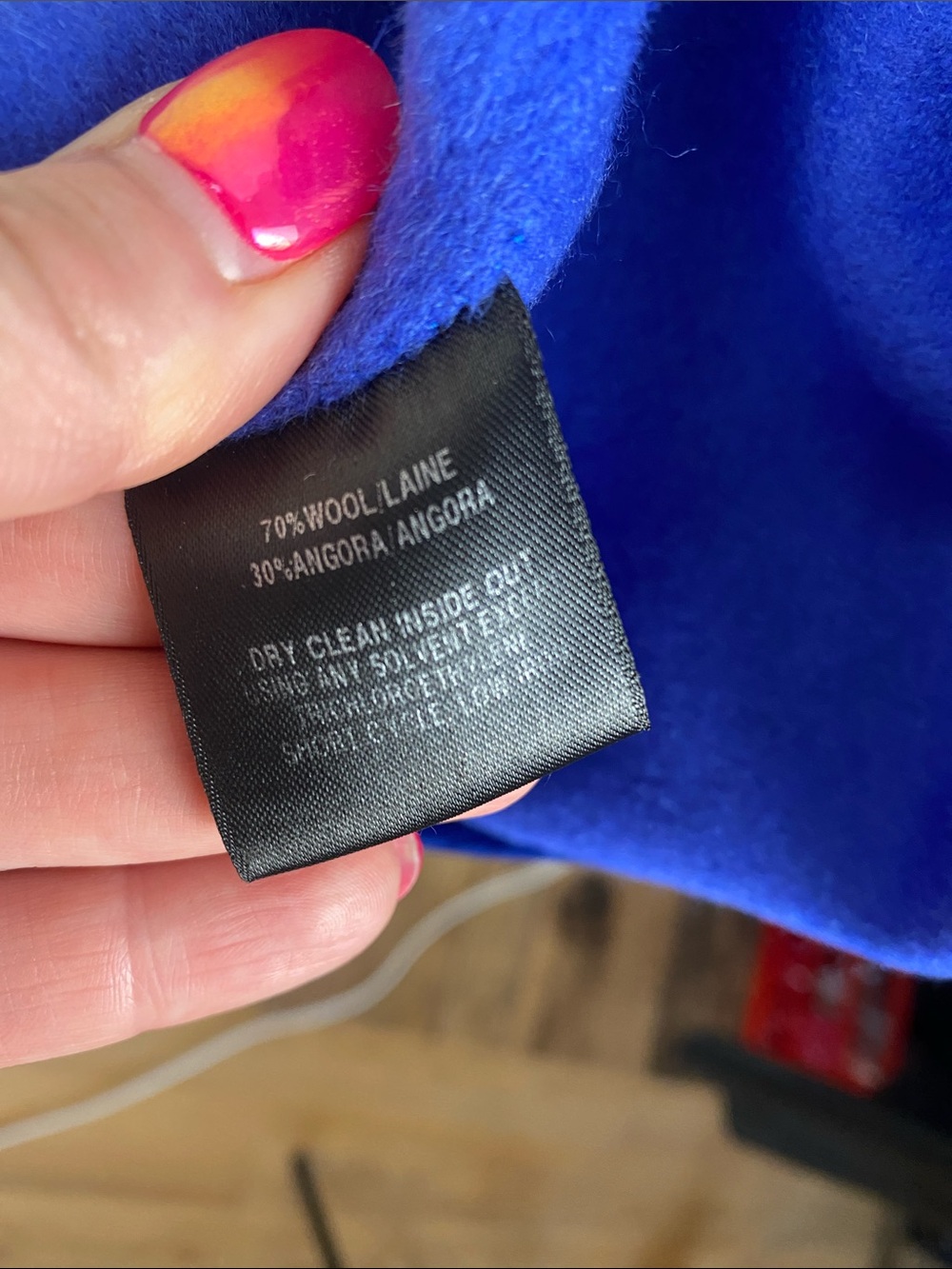 Lafayette 148 New York Wool Angora Blue Black Open Front Cardigan Cape Sz XL - Picture 8 of 10
